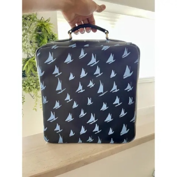 MARNI Spring/Summer 2018 Unisex Blue Leather Sailboat Patterned Satchel Bag - Picture 4 of 17